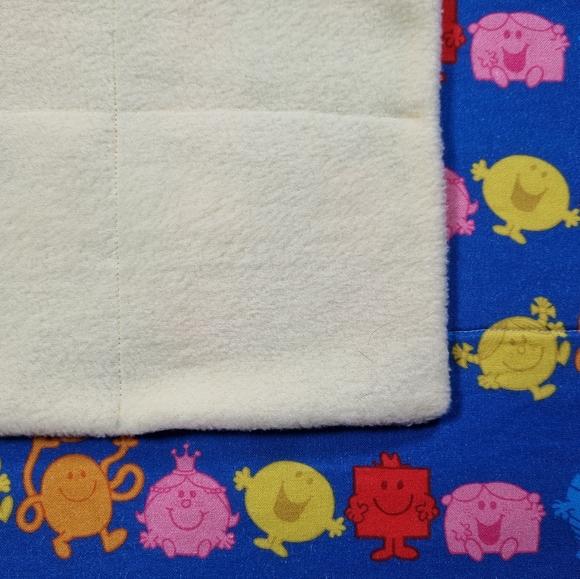 Trilling Treasures Other - Handmade Mr. Men Character Blanket Cotton and Fleece approx 53.5cm x 43cm.